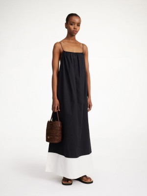 Rochie By Malene Birger Lanney Organic Cotton Maxi Dungi Negrii Albi | RO_BB24112