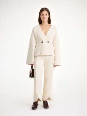 Tricotaje By Malene Birger Tinley Wool-blend Cardigan Albi | RO_BB10100